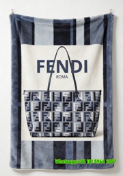Fendi Roma Blue FF Monogram Tote Bag Flannel Sofa Throw Blanket IMG_9417
